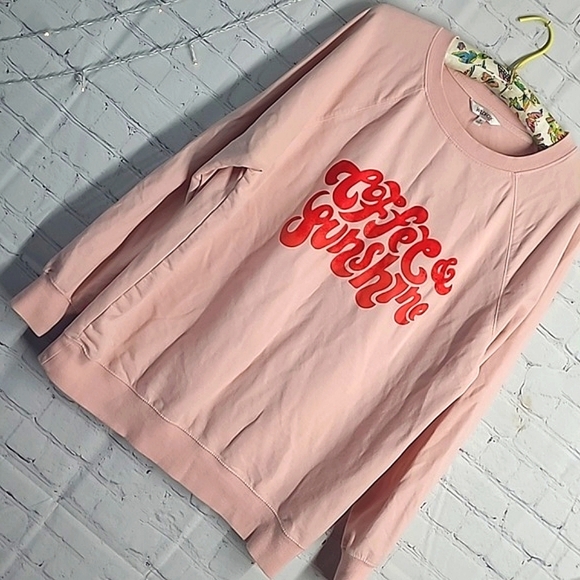 Wildfox Coffee and Sunshine Print Oversized Light Pink Sweater Womens Size Med - Picture 5 of 17